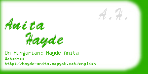 anita hayde business card